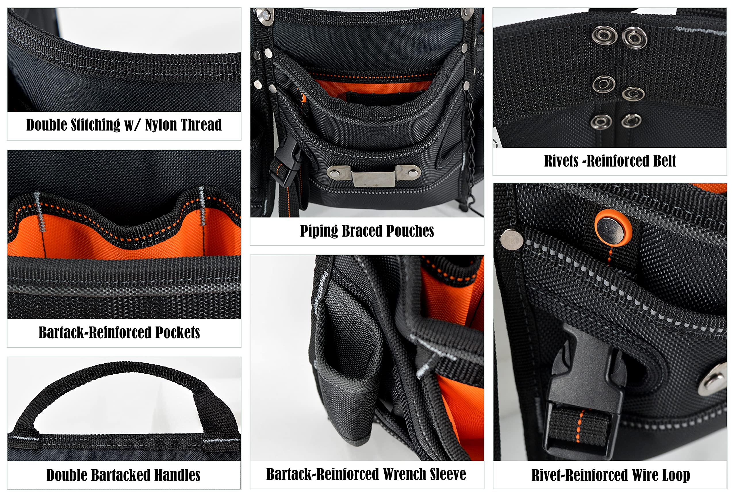 WELKINLAND Ceinture à outils robuste pour électricien, pochette à outils d'électricien, ceinture à outils CVC pour homme