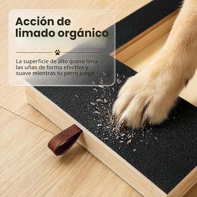 Foto 7 de 8 de Linzerry Rascador para Perros con Caja de Aperitivos, 35x25x3cm Tabla Rascador de Madera para Perros