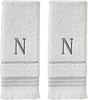 Vista 1 de SKL Home Casual Monogram - Juego de toallas de mano, N, 16 x 26 pulgadas, color blanco, 2