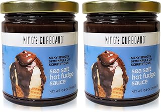 King's Cupboard Sea Salt Hot Fudge Chocolate Sauce - The Perfect Hot Fudge Sauce for Topping Ice Cream & Desserts, Chocolate Coffee Drizzle, Fondue, Ganache - Gluten-Free, Kosher, All Natural 10.4 Ounce (Pack of 2)
