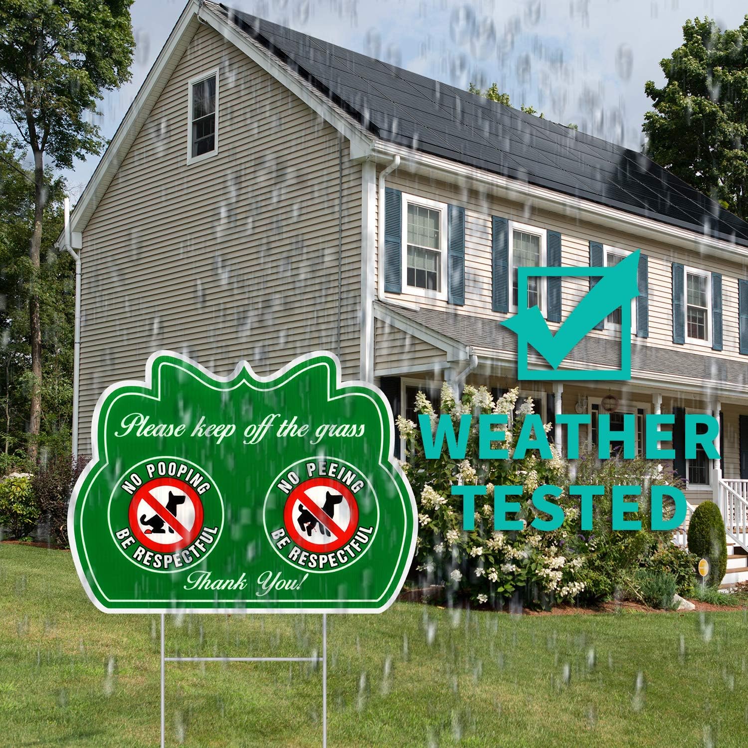 HISVISION No Peeing/Pooping Be Respectful Dog Sign 2 Pack, Keep Off The Grass Yard Sign with Metal Wire H-Stakes, 12" x 9" Stay Off Grass Signs Double Sided UVresistance, Waterproof, Easy to Install