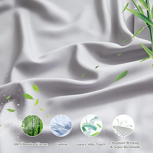Miniatura 3 de Simple&Opulence Juego de sábanas 100% viscosa de bambú, 4 piezas, refrescantes para personas que duermen con calor, juego de sábanas suaves y