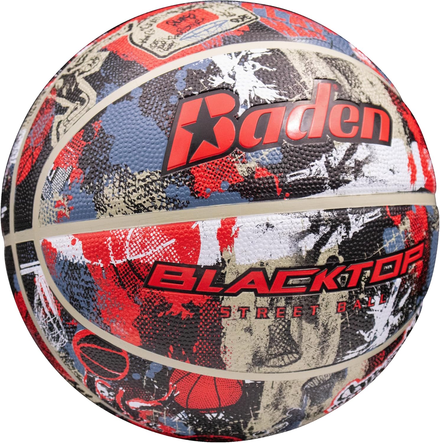 Baden | Blacktop Basketball | Durable Rubber for Indoor & Outdoor | Street/Graffiti Collection | Size 7 (29.5 inches) & Intermediate Size 6 (28.5 inches)