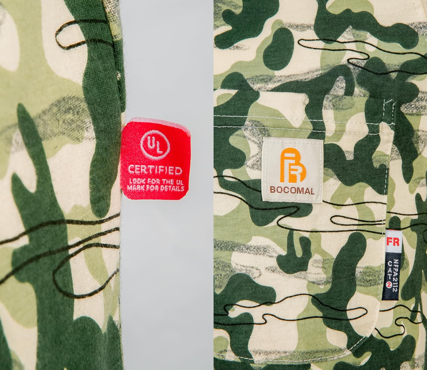 BOCOMAL FR Shirts 6oz Lightweight Flame Resistant Long Sleeve Henley Shirt Fire Retardant Workwear NFPA2112 CAT2 - Image 5