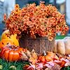 AXYLEX Artificial Flowers for Outdoors Fake Plants - 16 Bundles Faux Outside Greenery Boxwood No Fade Plastic Shrubs Fall Decor Farmhouse Home Garden Thanksgiving Mums (Red)
