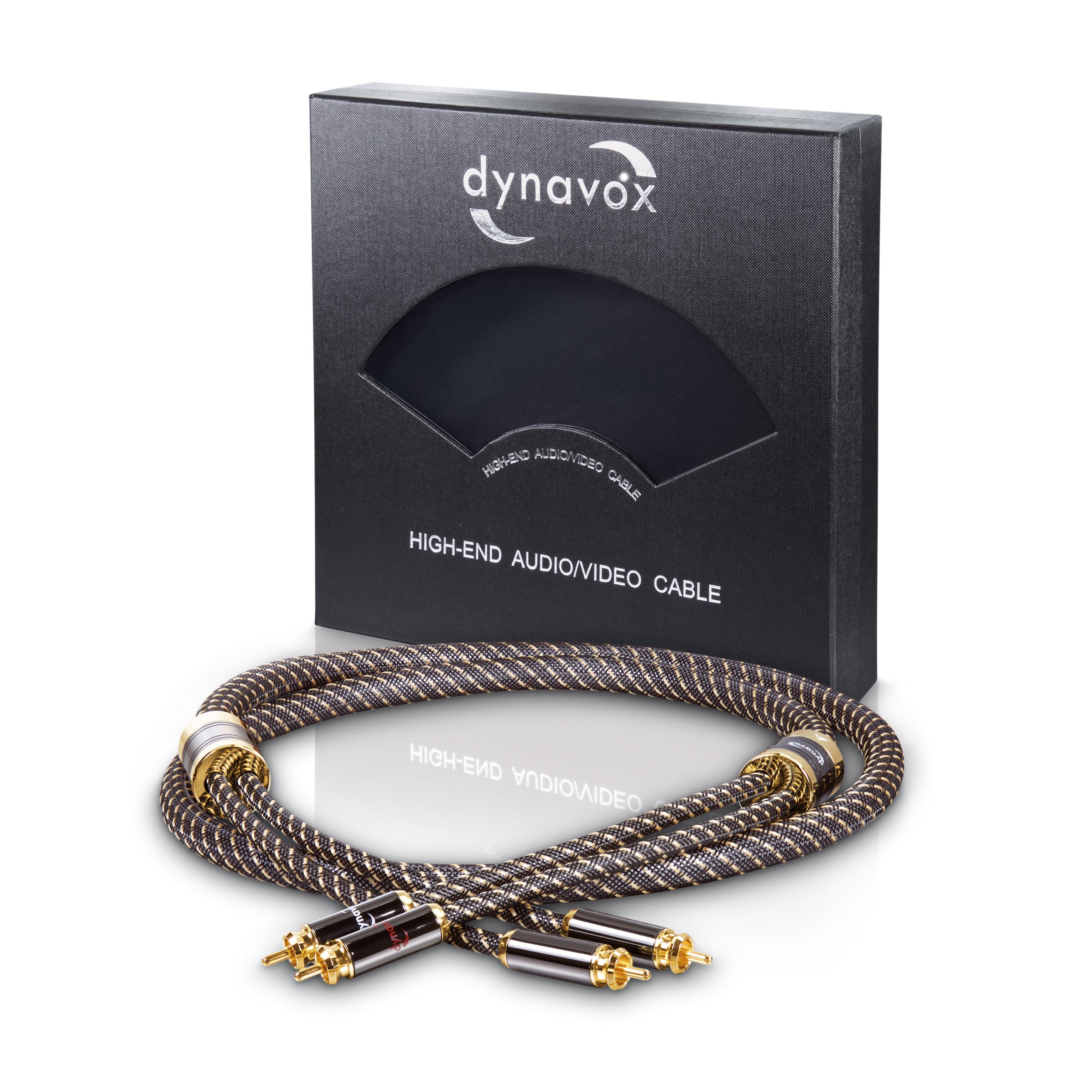Dynavox Black Line cavo stereo RCA di alta gamma, cavo RCA premium con schermatura multipla, rame ad alta purezza, connettori placcati in oro 24k, 1.0 m