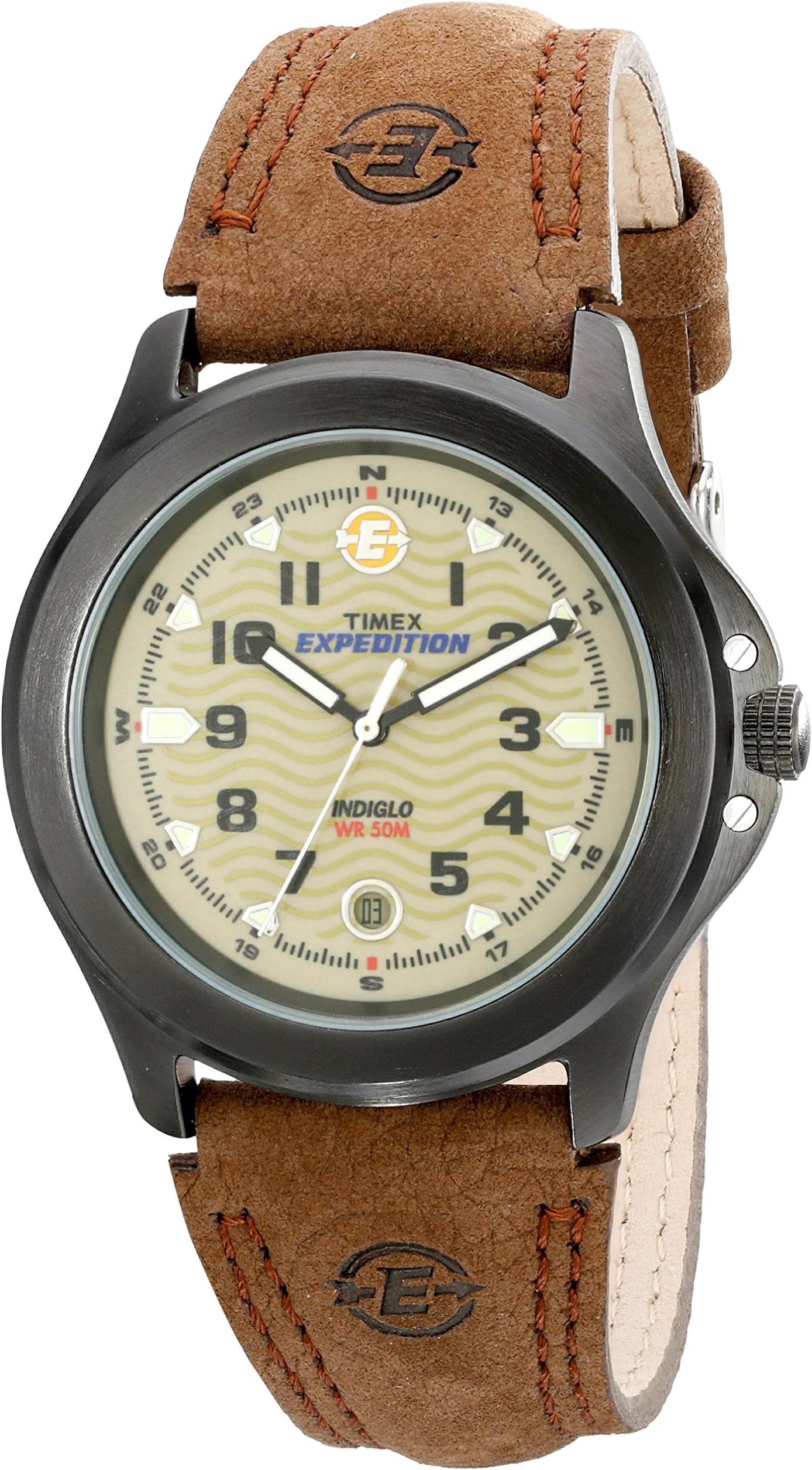Mens Expedition Brown Leather Strap Watch