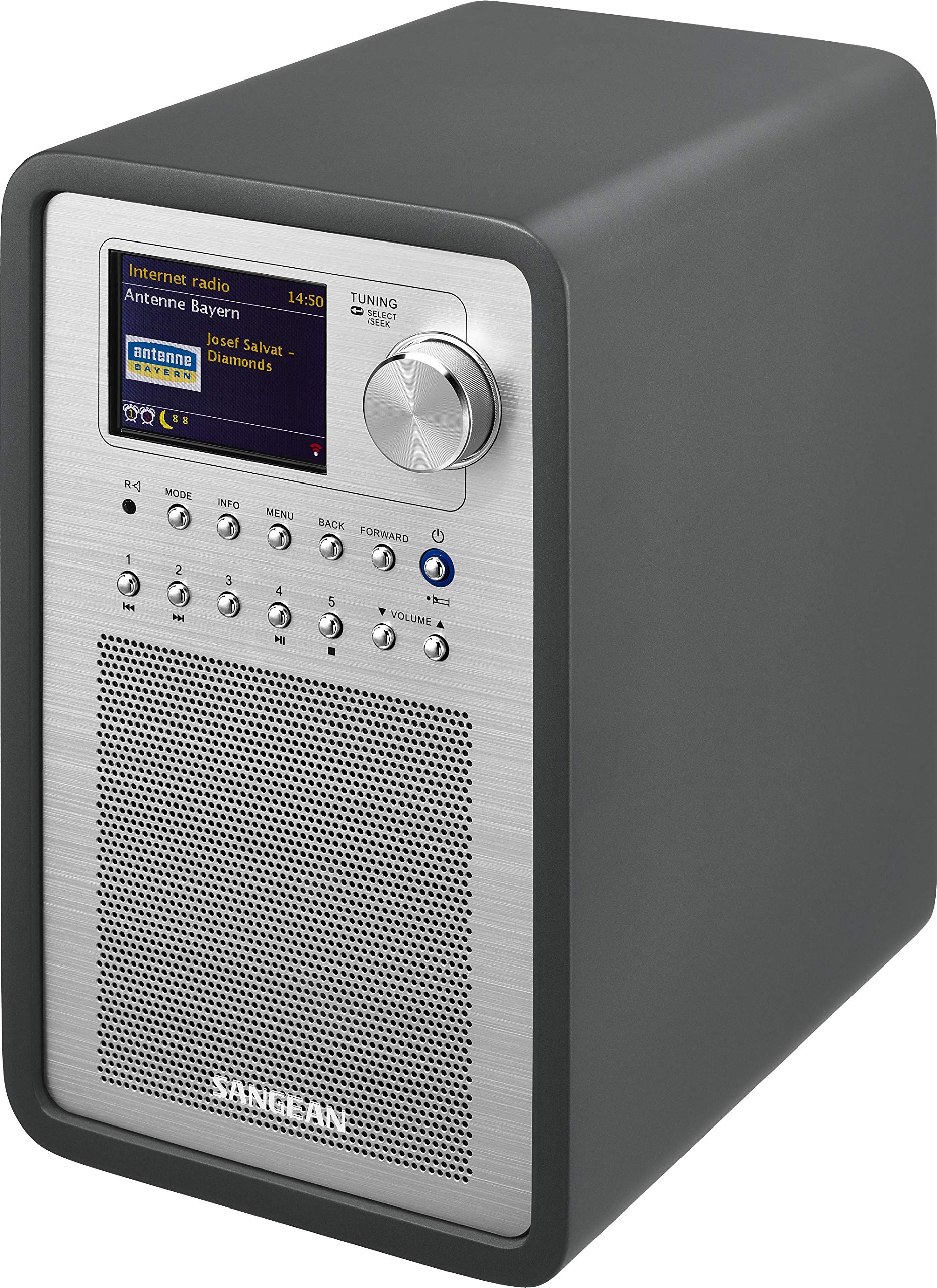 Sangean WFR-70C Internet Radio - WiFi und DAB+ radio - Spotify-Player - UKW-RDS und AUX-In - grau