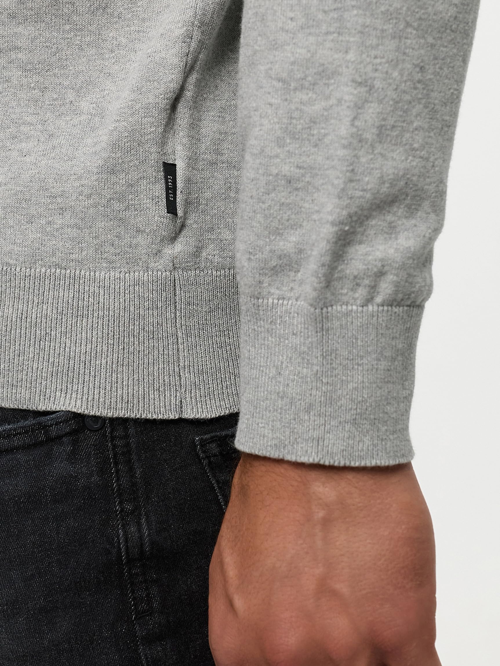 Indicode Jersey de punto fino INKalpo para hombre con cuello redondo | Jersey de punto de mezcla de algodón