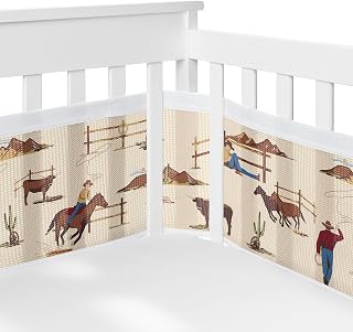 Sweet Jojo Designs + BreathableBaby Mesh Crib Liner Set, Western Cowboy (2-Piece)