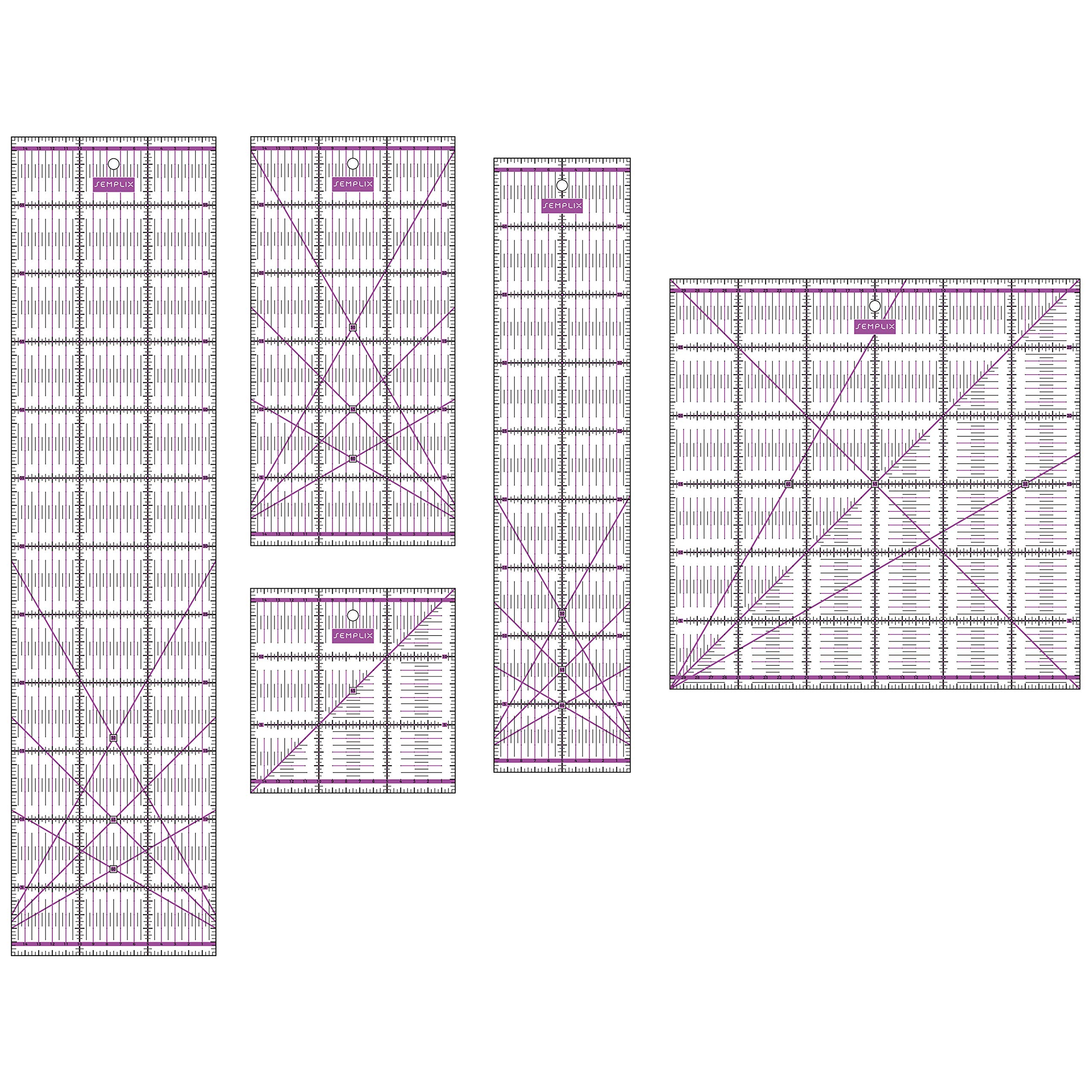 SEMPLIX Patchwork Lineal Set cm Bundle (10x45 cm, 15x60 cm, 15x30 cm, 15x15 cm, 30x30 cm) (lila)