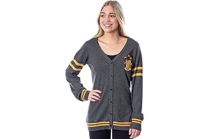 Harry Potter Men's Gryffindor House Crest Open Front Cardigan Juniors Knit Sweater