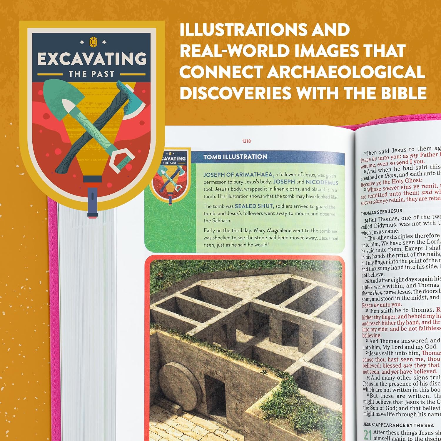 KJV Explorer Bible for Kids, Bubble Gum LeatherTouch, Red Letter, Full-Color Design, Photos, Illustrations, Charts, Videos, Activities, Easy-to-Read Bible MCM Type
