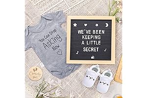 Baby Announcement Letter Board Set with Felt Letter Board Body Suit, Shoes and Signs