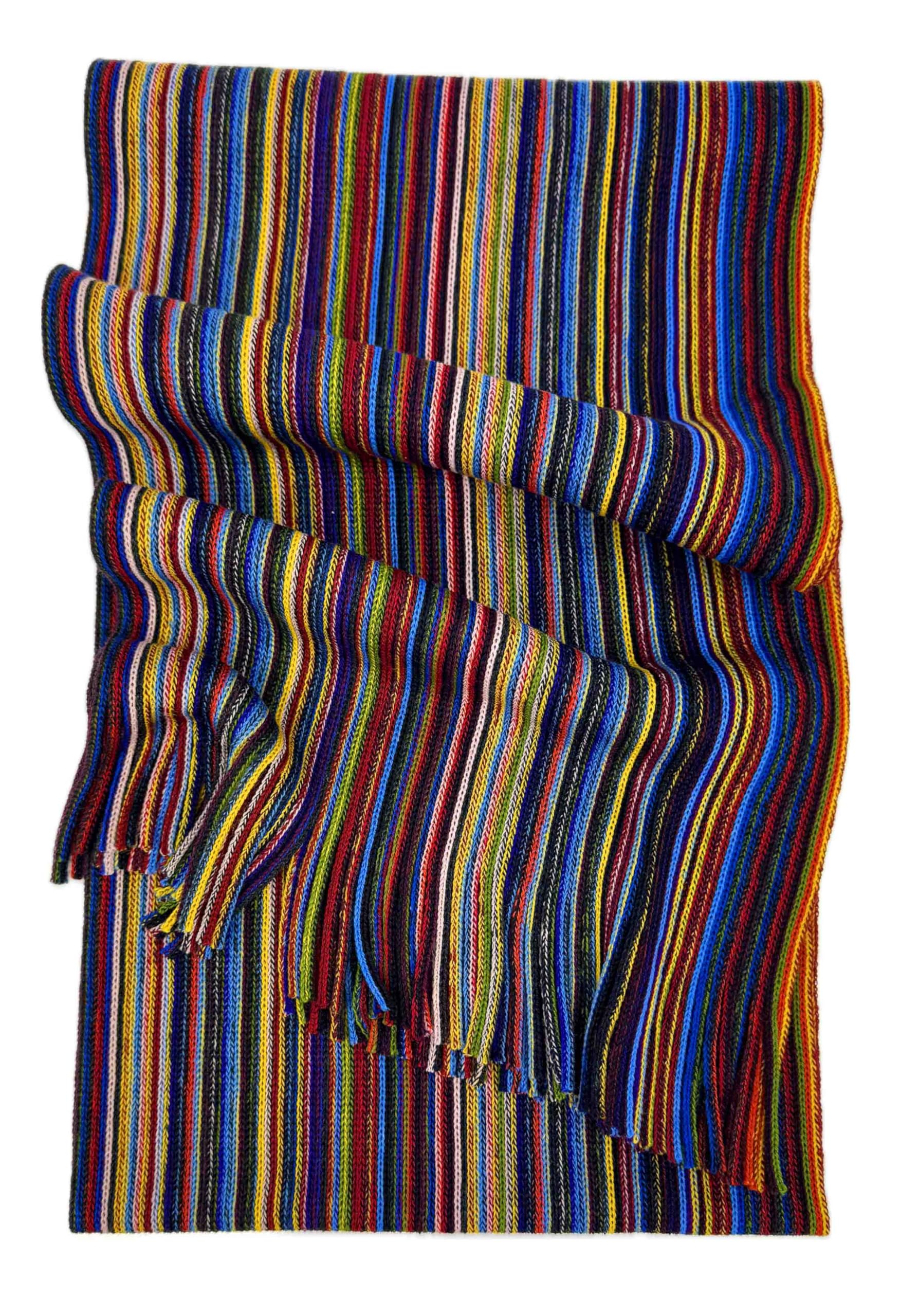 Rotfuchs Wollschal Strickschal Herrenschal Unisex 100% Wolle Merino Extrafein Gestreift Bunt Mehrfarbig Made in Germany