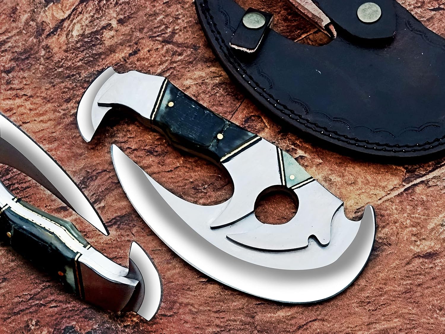 Beautifull Fancy Handmade D2 Steel Axe with Wood and Steel & Bone Handle