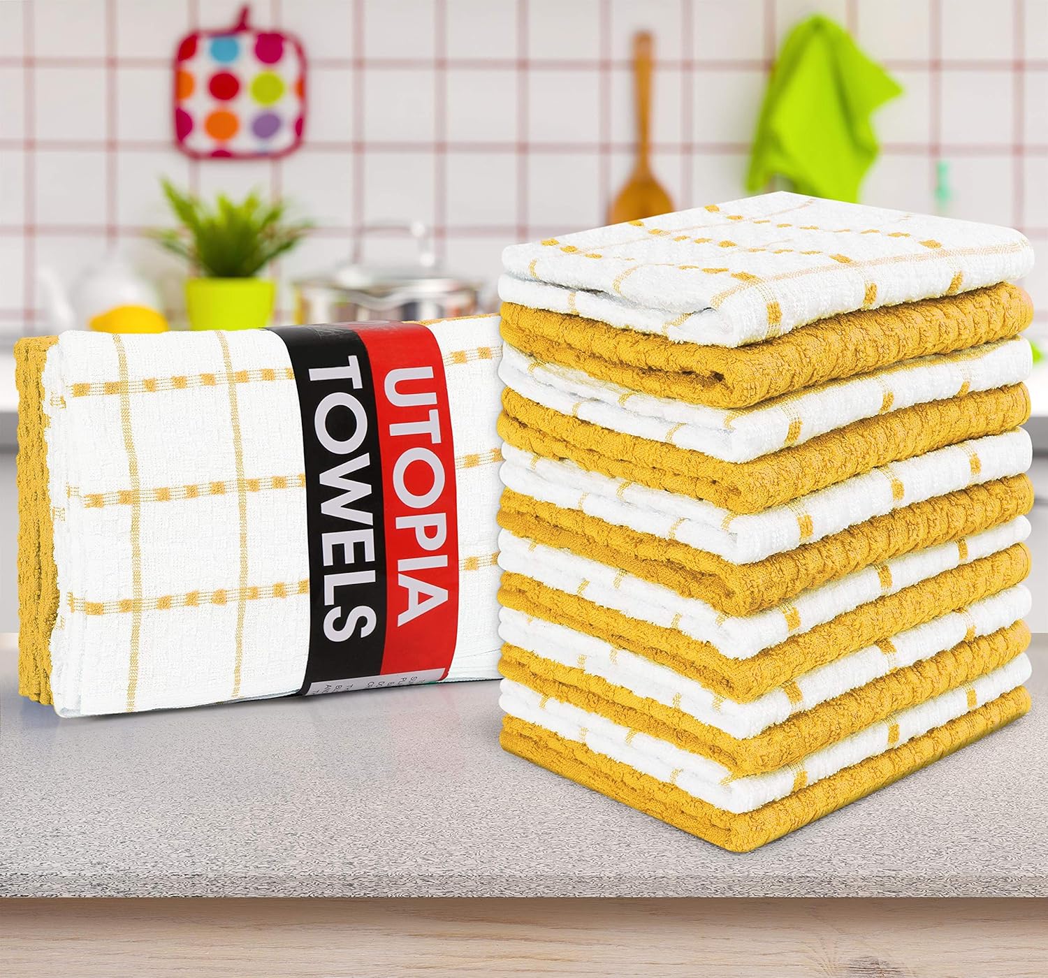 Utopia Towels - Kitchen Towels 12 Pack, 15 x 25 Inches, 100% Ring Spun Cotton Super Soft and Absorbent Linen Dish, Tea and Bar Towels Set, Yellow - Image 6