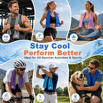 YQXCC 4 Pack Cooling Towels, 100x30 cm, Cool Towel for Neck & Face