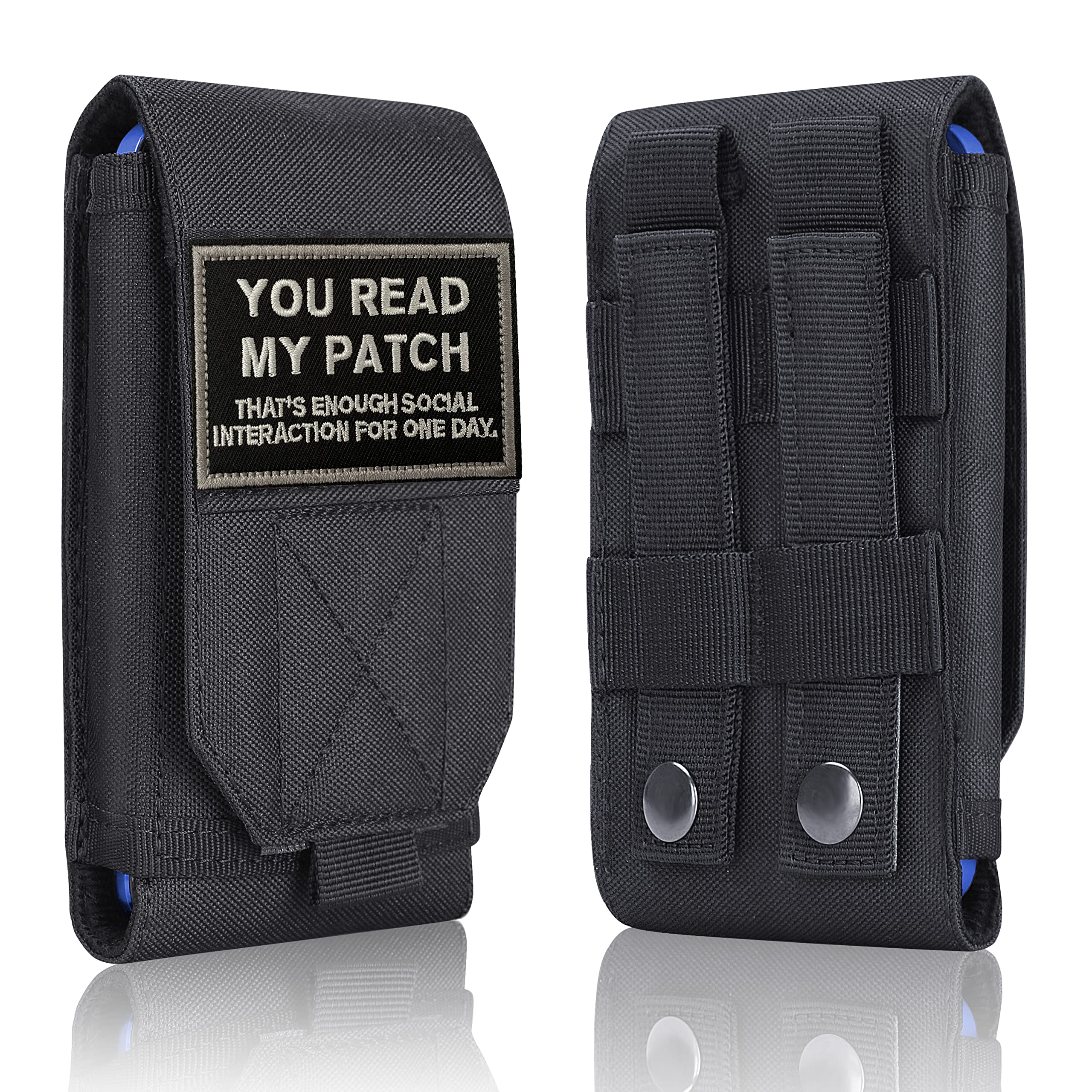 Black Tactical Molle Cellphone Pouch Case,Heavy Duty Waterproof Phone Holster Bag for iPhone 11 12 13 Pro Max for Samsung S22 S21 S20 FE Note 20 A13 A12 A02S Less 6.7" Phone with 1 Pack Patch