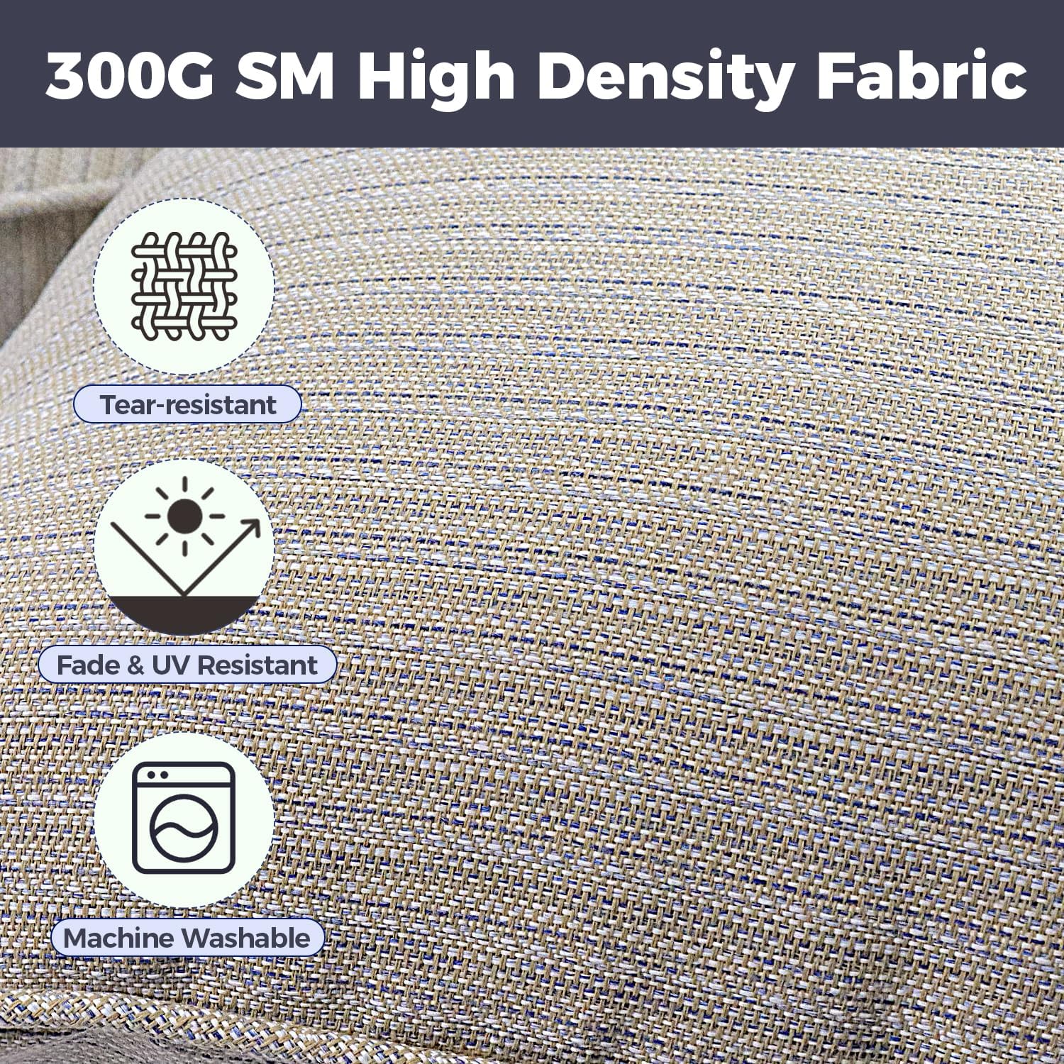 Outdoor Seat Cushion Set, 24 x 24, Rain-Proof & Fade Resistant, Patio Furniture Cushions with Deep Seat Bottom and Back, Removable Cushions for Chair, (Beige)
