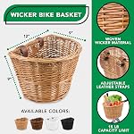 ProSource Wicker & Wire Bike Basket Front Cargo for Women and Men, Fits Most Bikes, Beach Cruiser, Stationary Bike, Ebike, Road Bike