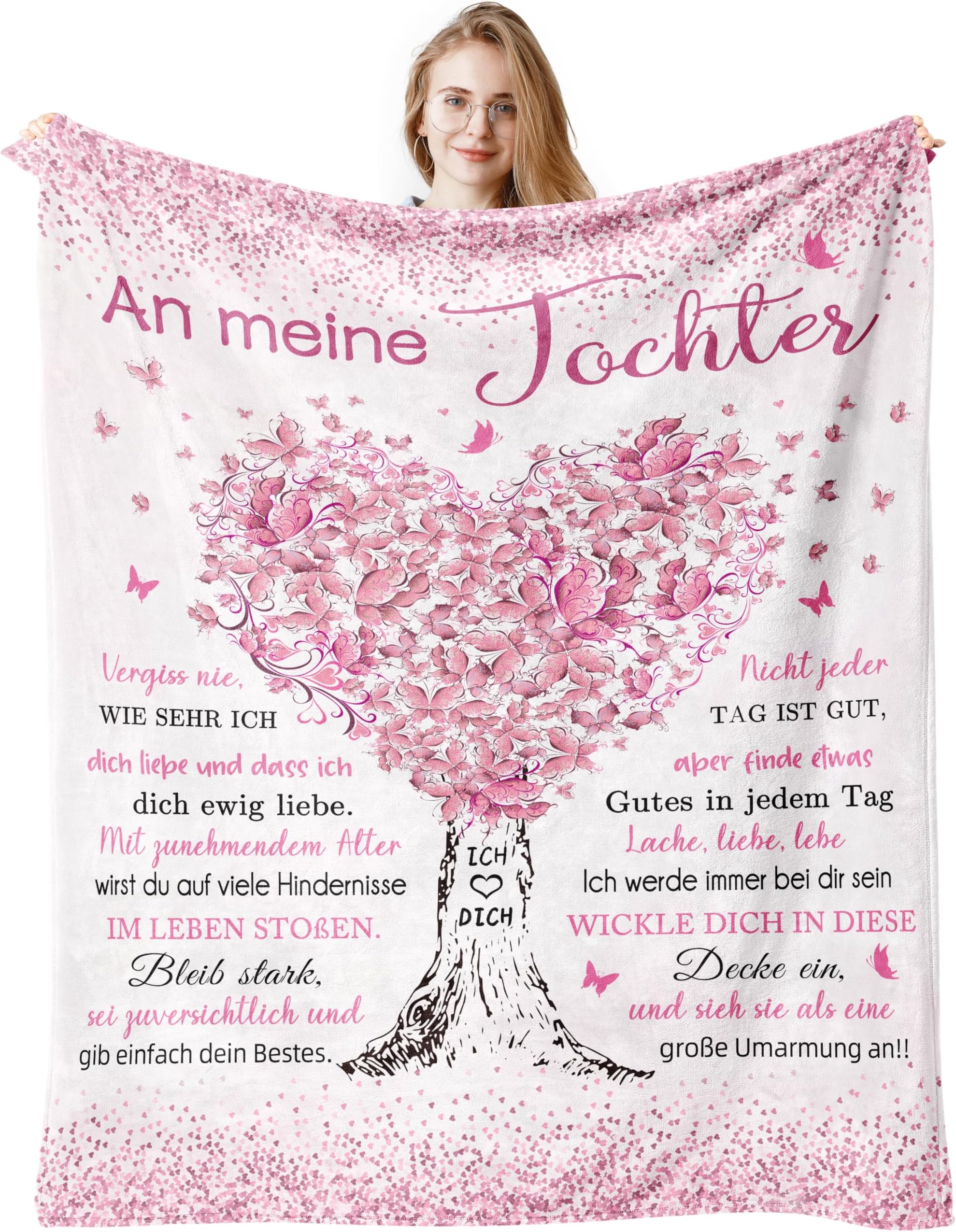 Tochter-Geschenkdecke – 152,4 X 127 Cm, Aus Weicher Mikrofaser, Personalisierbar Mit Lieben Botschaften