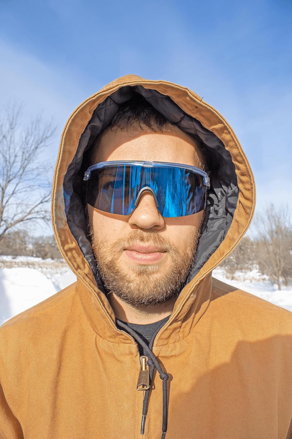 Bullhead Safety Whipray Blue Mirror Performance Fog Technology Polarized Lens, Silver Inlay Frame Safety Glasses - BH3219PFT