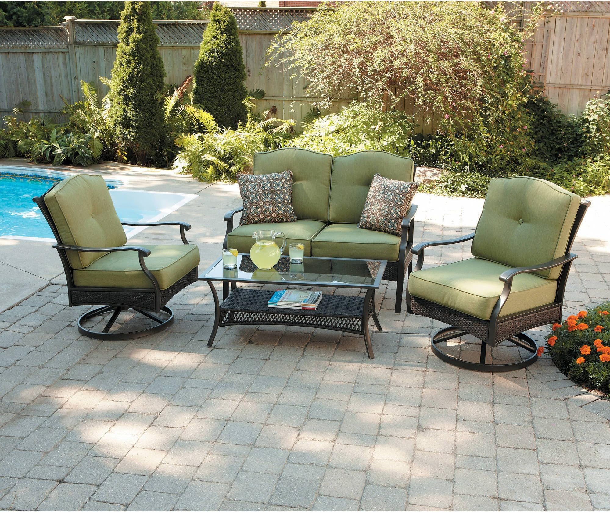 Better Homes and Gardens Providence 4-Piece Patio Conversation Set, Green, Seats 4