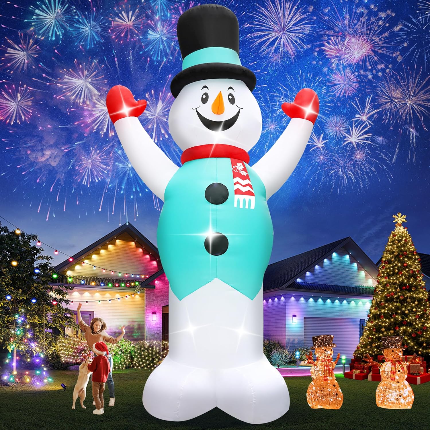 20FT Christmas Giant Inflatable Outdoor Decorations, Extra Large Blow Up Snowman Yard Decoration, Xmas Decor Build-in LED Lights for Garden Lawn Yard Porch Holiday Party 20 FT Giant Snowman