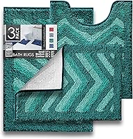 Vista 42 de Clara Clark - Alfombras de baño, ultra suaves y peludas - Tapetes para baño, lavables a máquina, con respaldo de goma antideslizante, 17 x 24