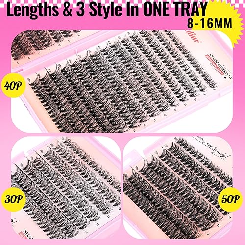 Miniatura 4 de Extensiones de pestañas individuales en racimo 30D, 40D y 50D, 560 unidades, pestañas onduladas, rizo D, pestañas en racimo de 0.315-0.630 in