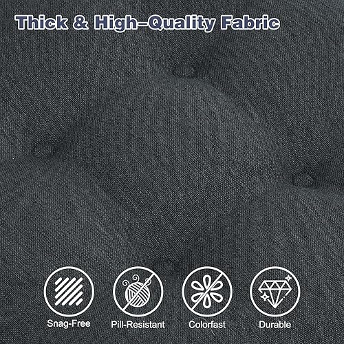 Miniatura 5 de baibu Juego de 8 cojines para silla de comedor, diseño de patente de doble capa, cojines de asiento antideslizantes con lazos, 16.5 x 16.5 x 3.5