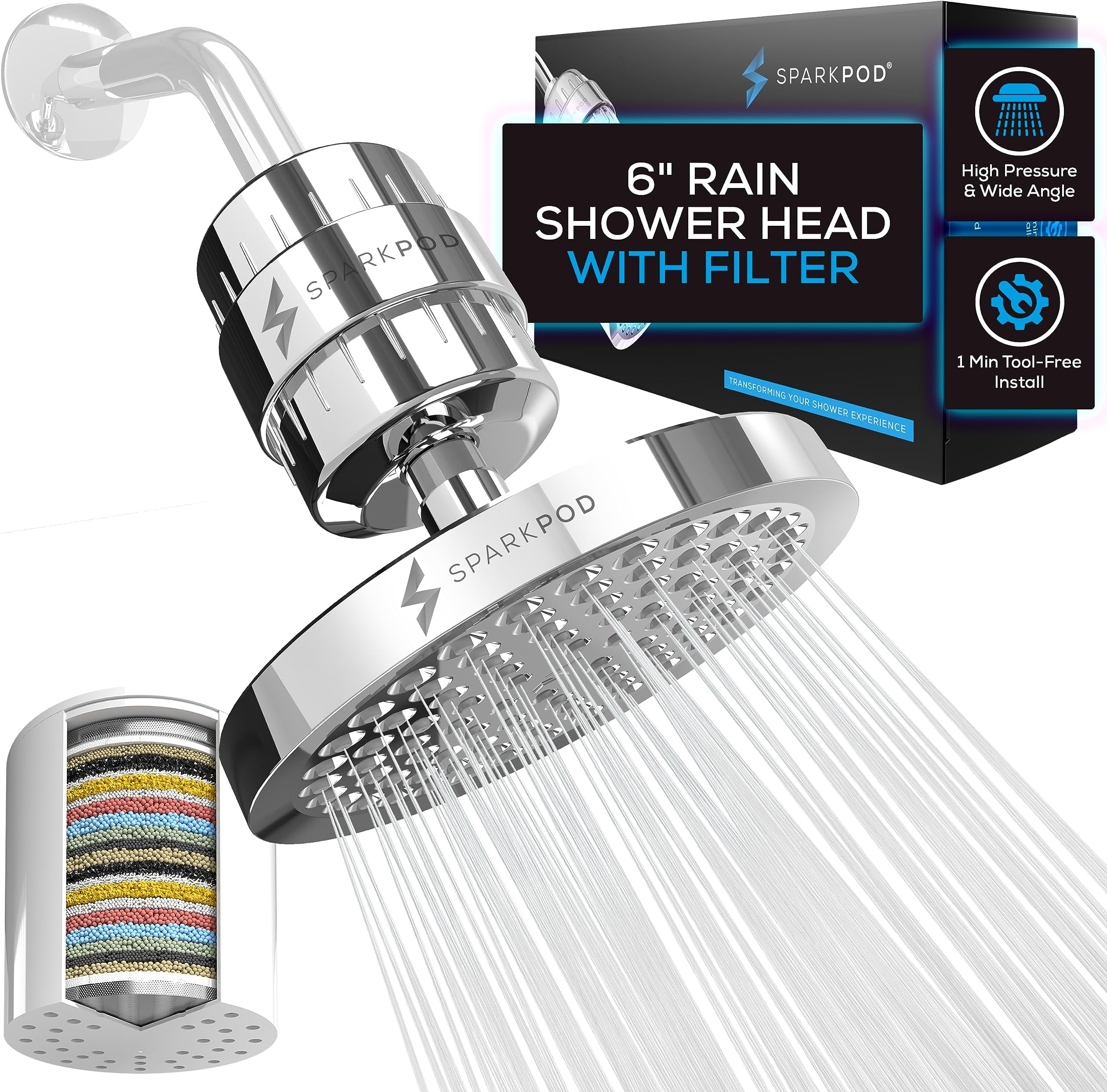 (Official) Shower Envy Showerhead By Ecowater 5.0 Filtered Shower Head + 15Stage Shower