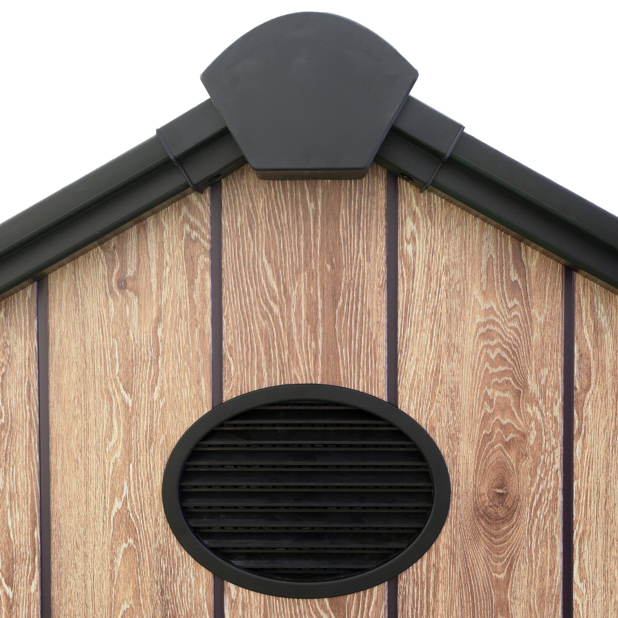Hoggar – Caseta de Resina Jardín 3,62m2 Oak O40 - Suelo Incluido – Ventana Lateral – Efecto Madera Premium - Doble Puerta Amplia – Protección UV e Impermeable – Cierre con Pasador – Respiraderos
