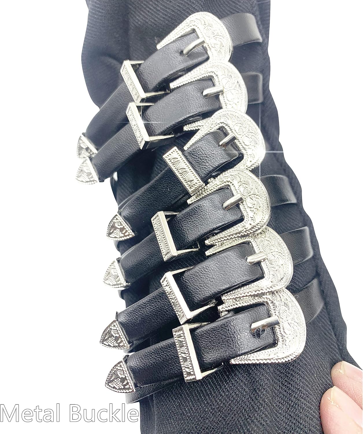 Punk Who'sBAD Style Black Cotton Arm Sleeves with Adjustable Metal Buckles Glove- 11 inches Long, Collectible, Adult-Sized Stage Accessories