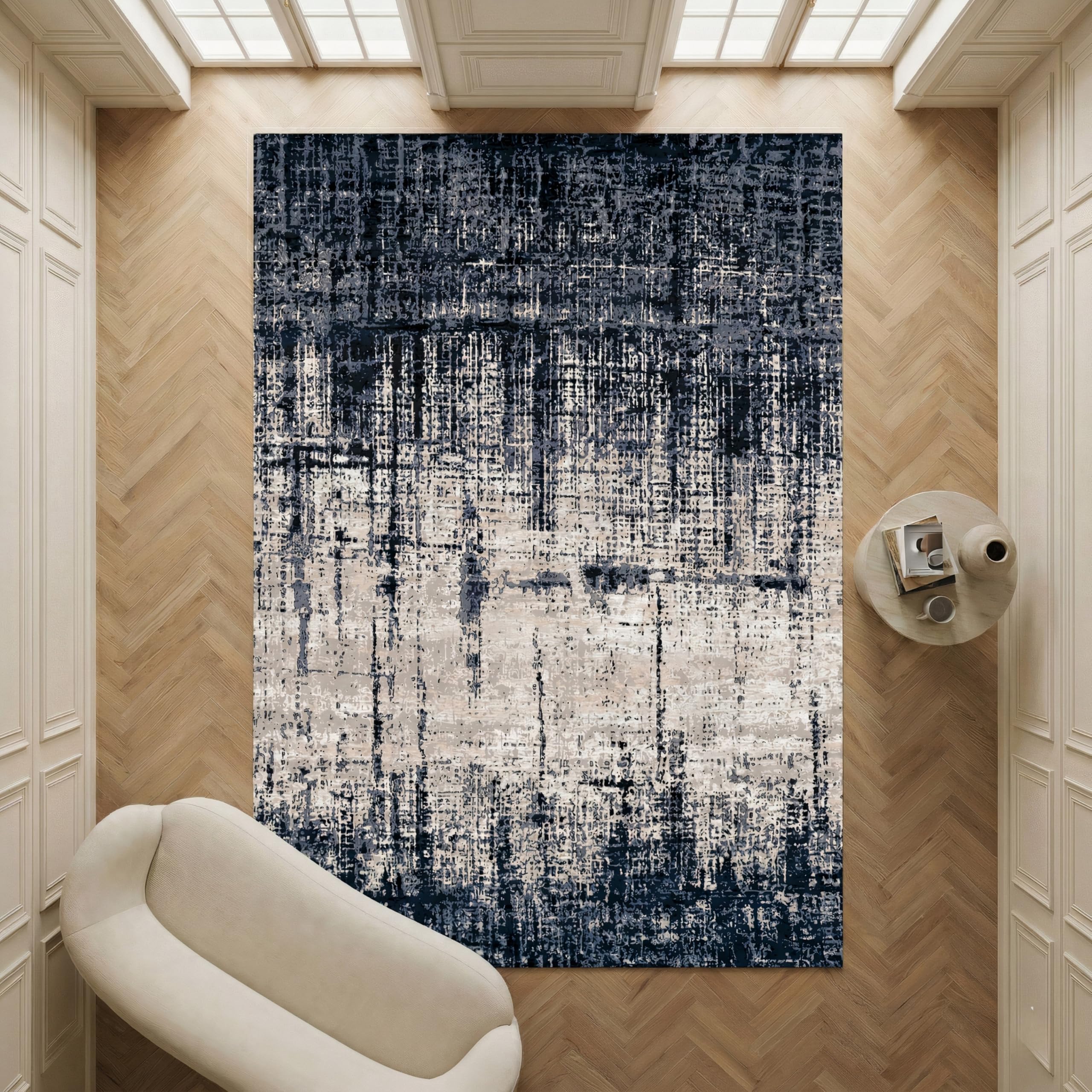 Imperium Homeware Machine Washable Rug, 160x230cm, Non-Slip Backing, Short Pile, Non-Shedding, Pet-Friendly — Area Rug for Living Room & Bedroom, Modern Abstract Pattern, Charcoal — image 1