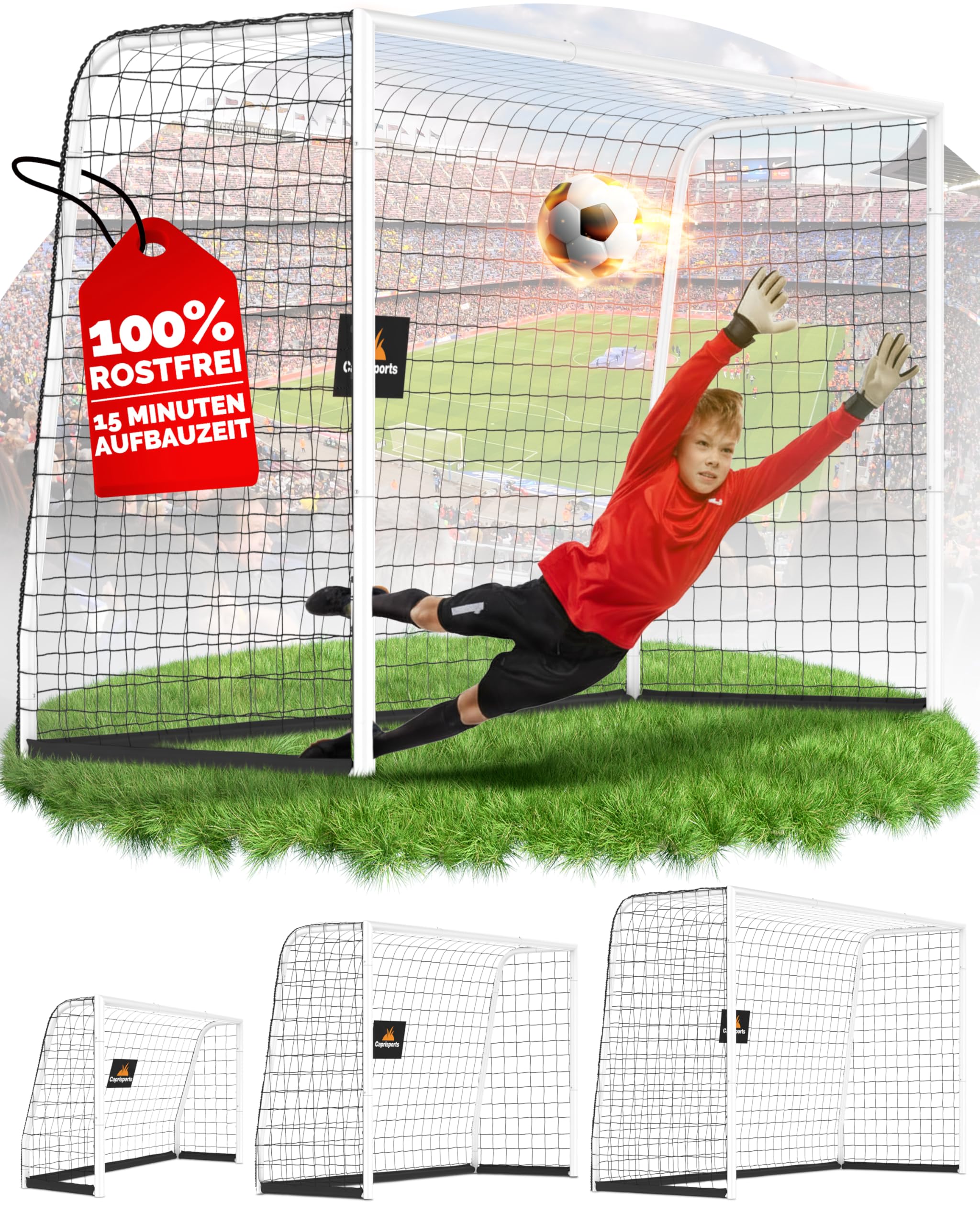 Fußballtor Kinder [EXTREM STABIL] - [ROSTFREI] Fussballtore für Garten Kinder - Fussball Tor mit Erdanker für optimalen Halt - Fussballtor für Zuhause - Fußballtore Outdoor - Goal