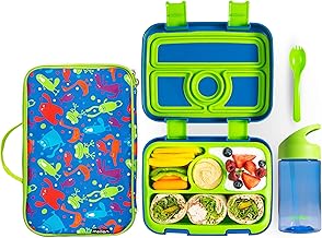 Best Meillen Kids Bento Lunch Box, Insulated Cooler Bag & Water Bottle, Leak-Proof 4-Compartment Snack Box, Reusable Soft Tote, Toddlers Lunch Containers for Girls or Boys, Ages 2 to 7 (Blue) Review 