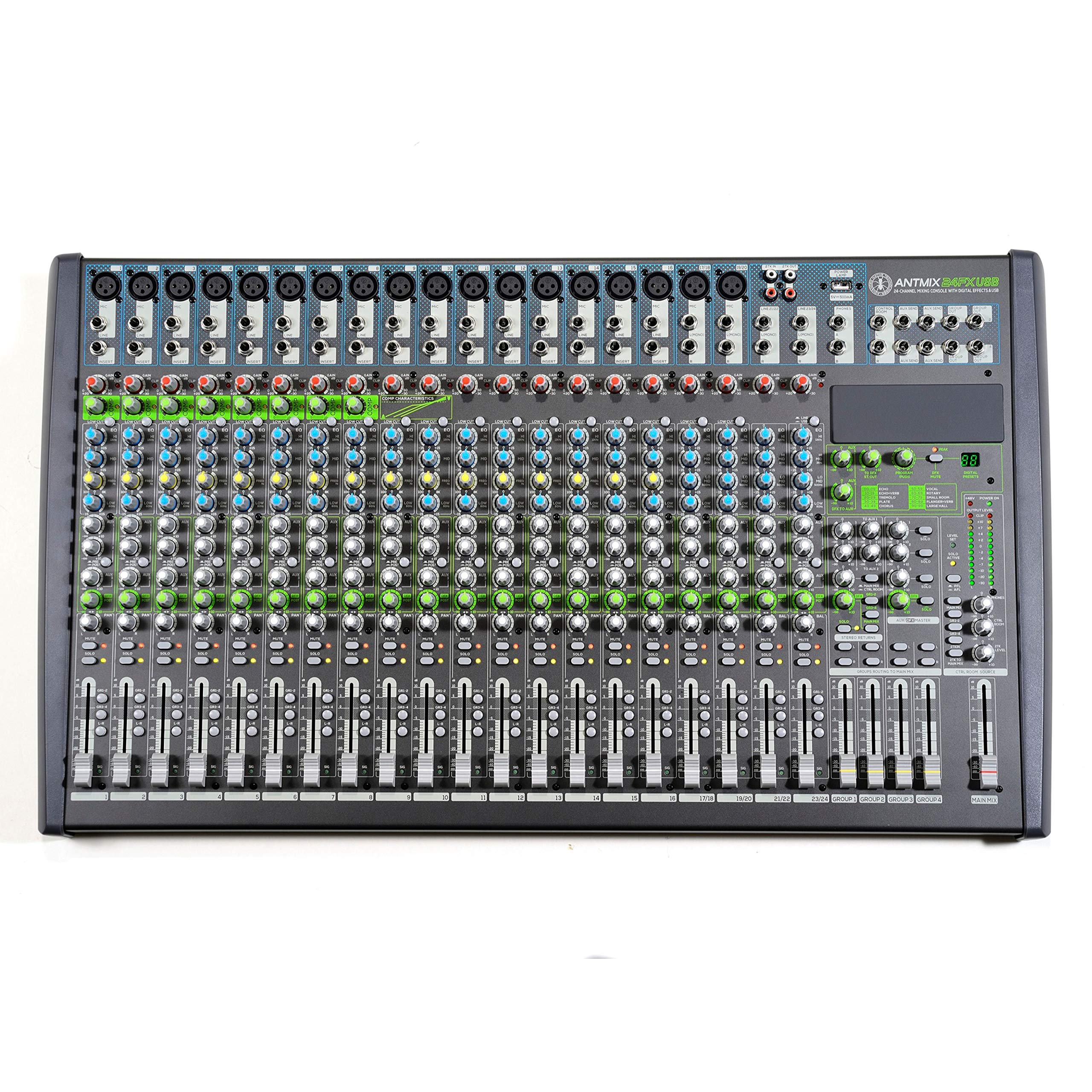 ANT ANTMIX24FXUSB - Mixer Professionale con Effetti digitali a 24-bit per musica live e altre applicazioni