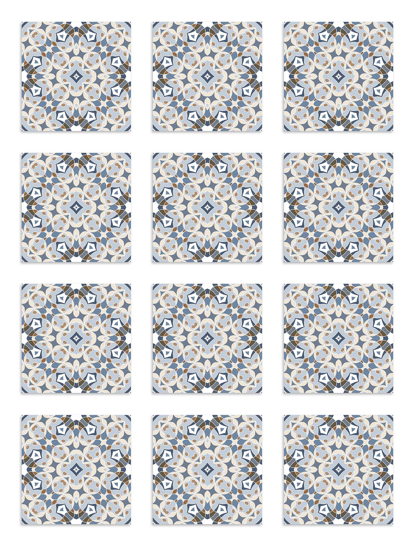 Panorama Azulejos Adhesivos Cocina Baño Pack de 24 Baldosas de 20x20 cm Hidráulica Tipo Oriental Azul - Revestimiento de Paredes - Cenefas Adhesivas