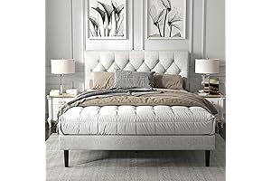 Queen Size Upholstered Platform Bed Frame with Headboard