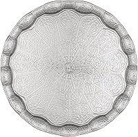 Vista 1 de Alisveristime Bandeja turca otomana para servir té y café, 13.60 pulgadas, metal con motivos tradicionales, disponible en cinco colores (gris)