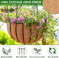 Vista 3 de ZeeDix Forros de coco de 18 pulgadas para cestas colgantes, 3 piezas de forro redondo de coco 100% natural, cesta de repuesto de coco para cestas