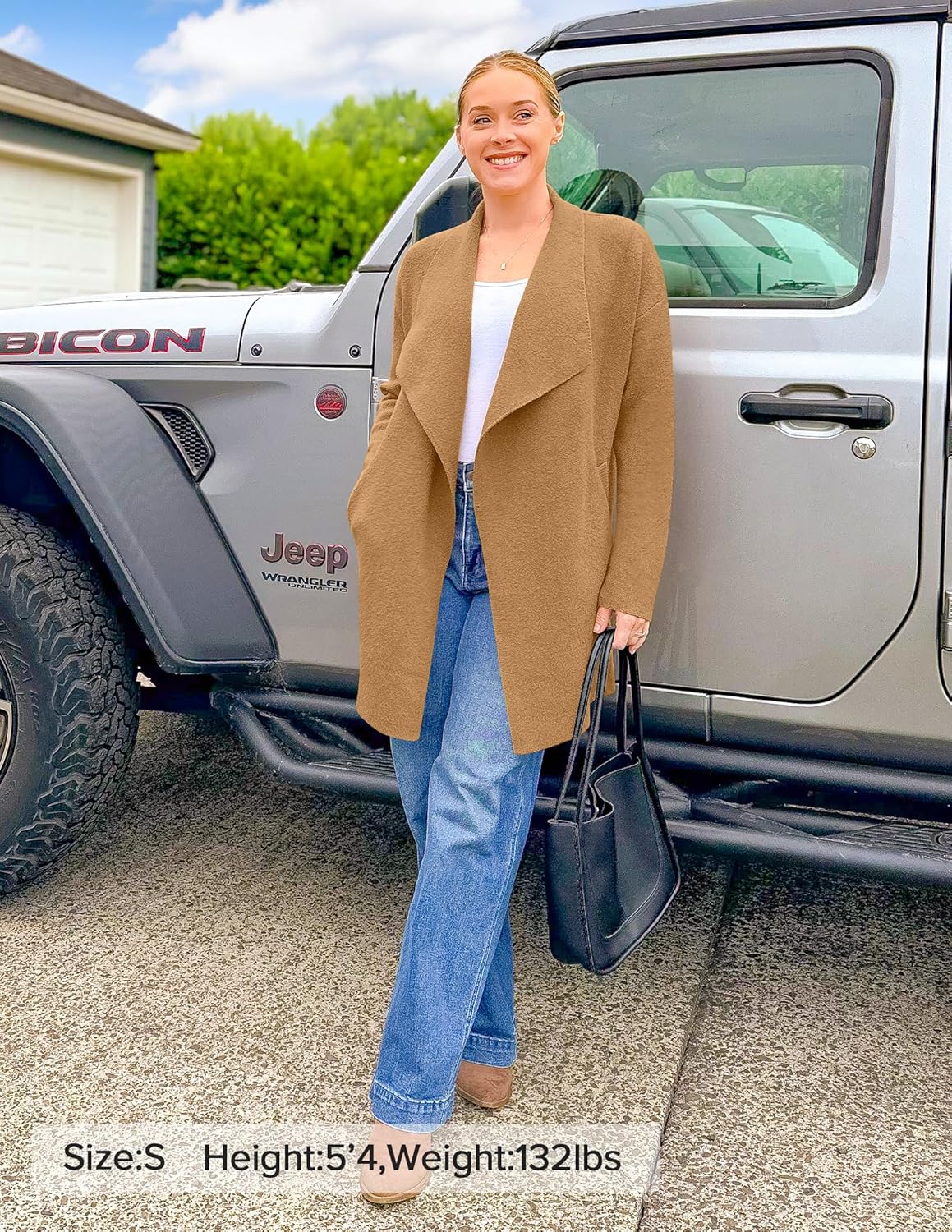 ZESICA Women's Casual Lapel Cardigan Long Sleeve Open Front Irregular Hem Soft Knitted Sweater Coat with Pockets - Image 5