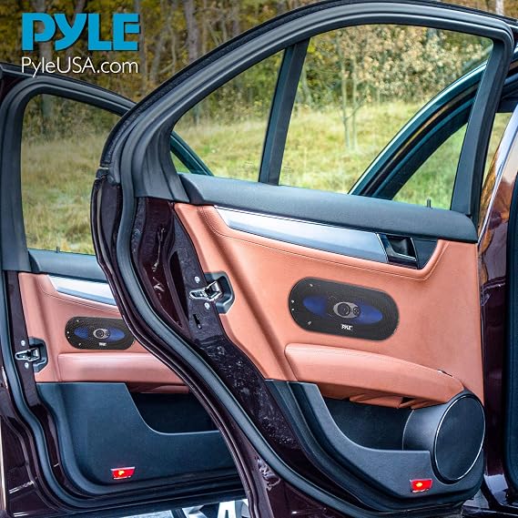 3-Way Universal Car Stereo Speakers - 300W 4 x 10 Triaxial Loud Pro Audio Car Speaker Universal OEM Quick Replacement Component Speaker Vehicle Door/Side Panel Mount Compatible - Pyle PL410BL (Pair)