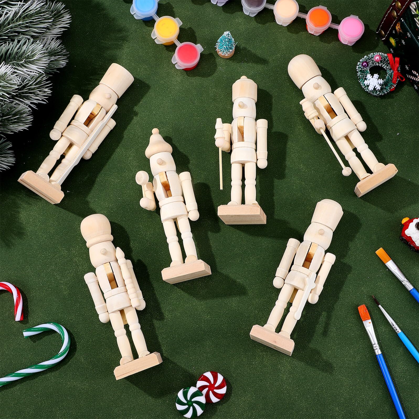 jojofuny 12 Casse-Noisettes en Bois Vierges à Peindre – Figurines Soldats de Noël – Artisanat Créatif pour Garçon et Filles – Décoration Festive Personnalisable – Décorations de Bureau et