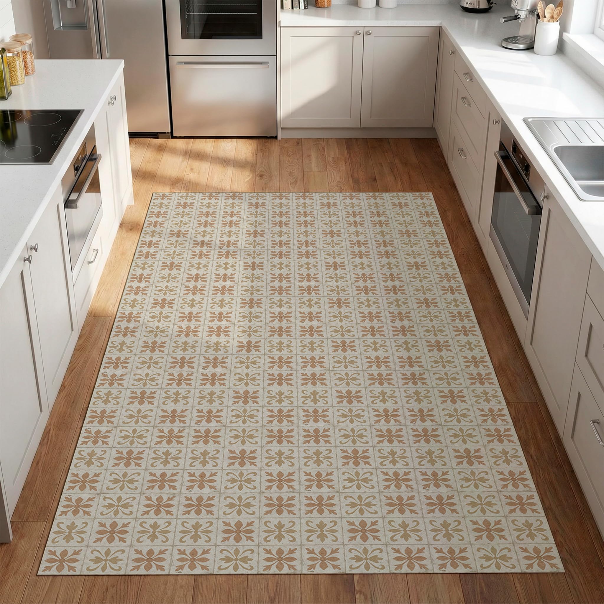Antideslizante Alfombra Vinilica - Alfombra Antideslizante Auelo de Cocina, Baño, Dormitorio, Pasillo - 80x150cm Gris, Terracota Lavable Alfombra Vinilica