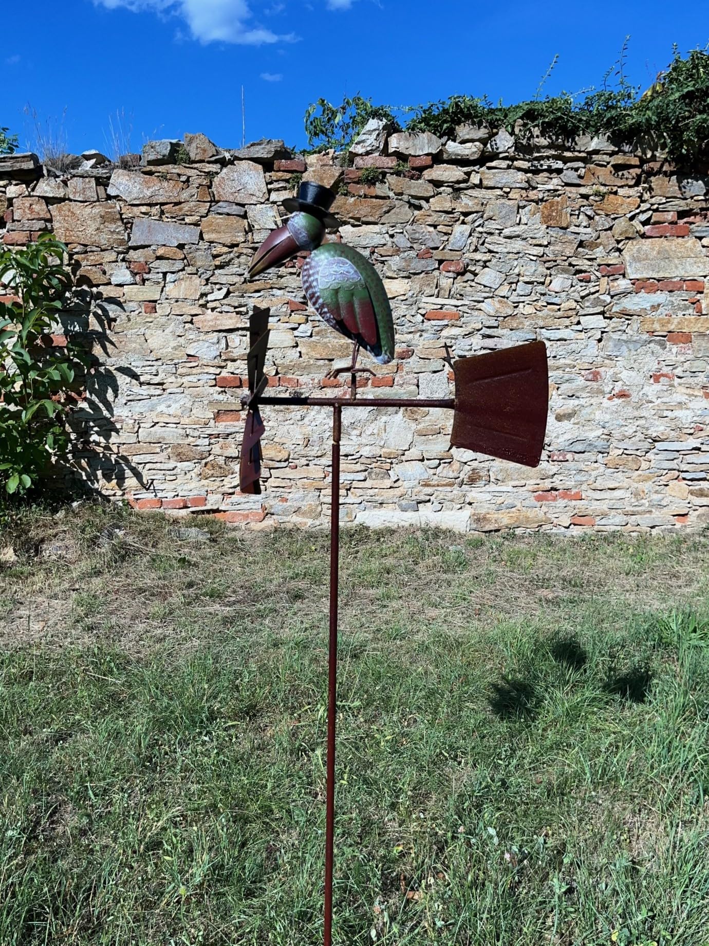 Windrad ArtFerro, Rabe, Metall, 50x30x151, detailreich, handbemalt