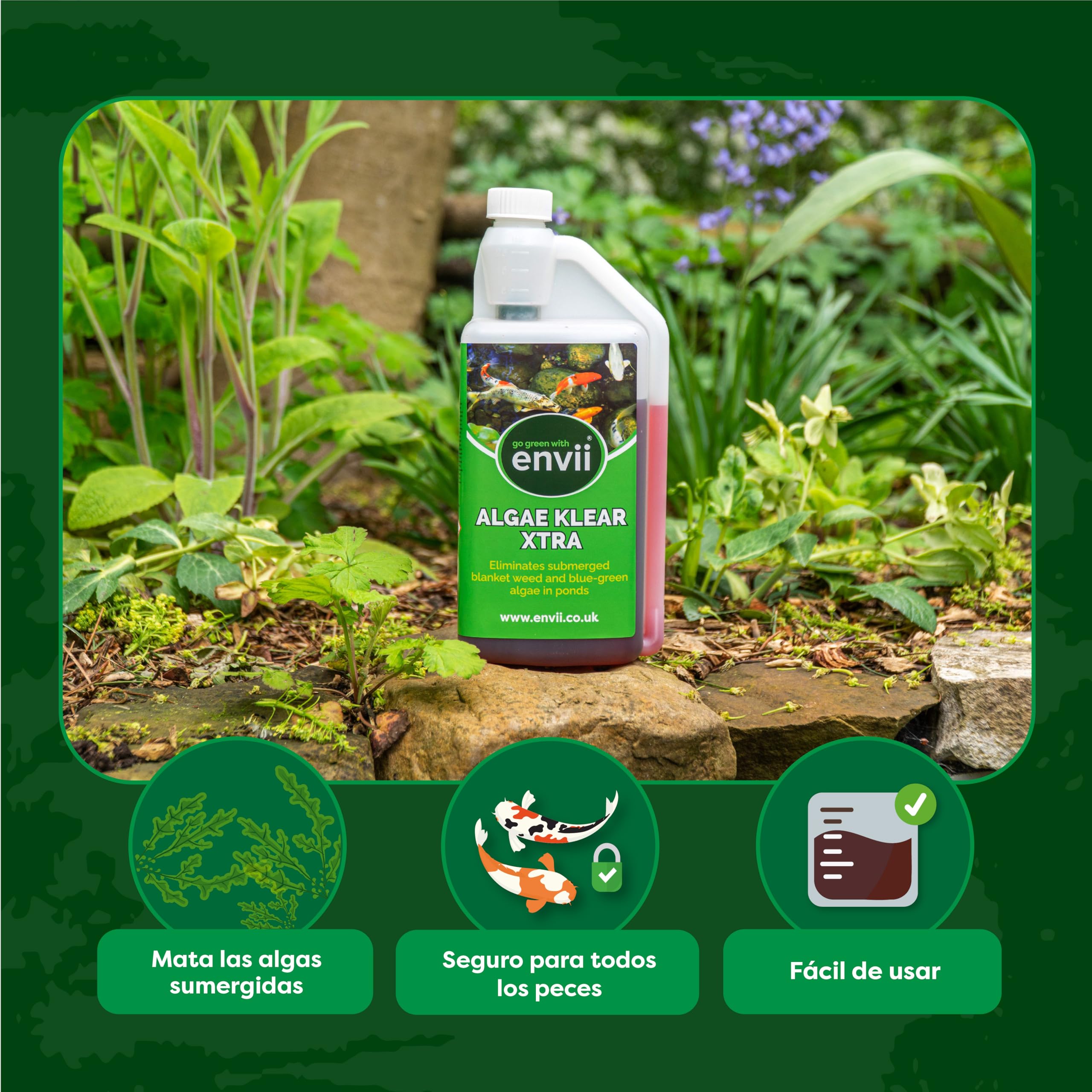 Envii Algae Klear Xtra – Anti Algas Estanque - Alguicida para Algas sumergidas - (500ml)
