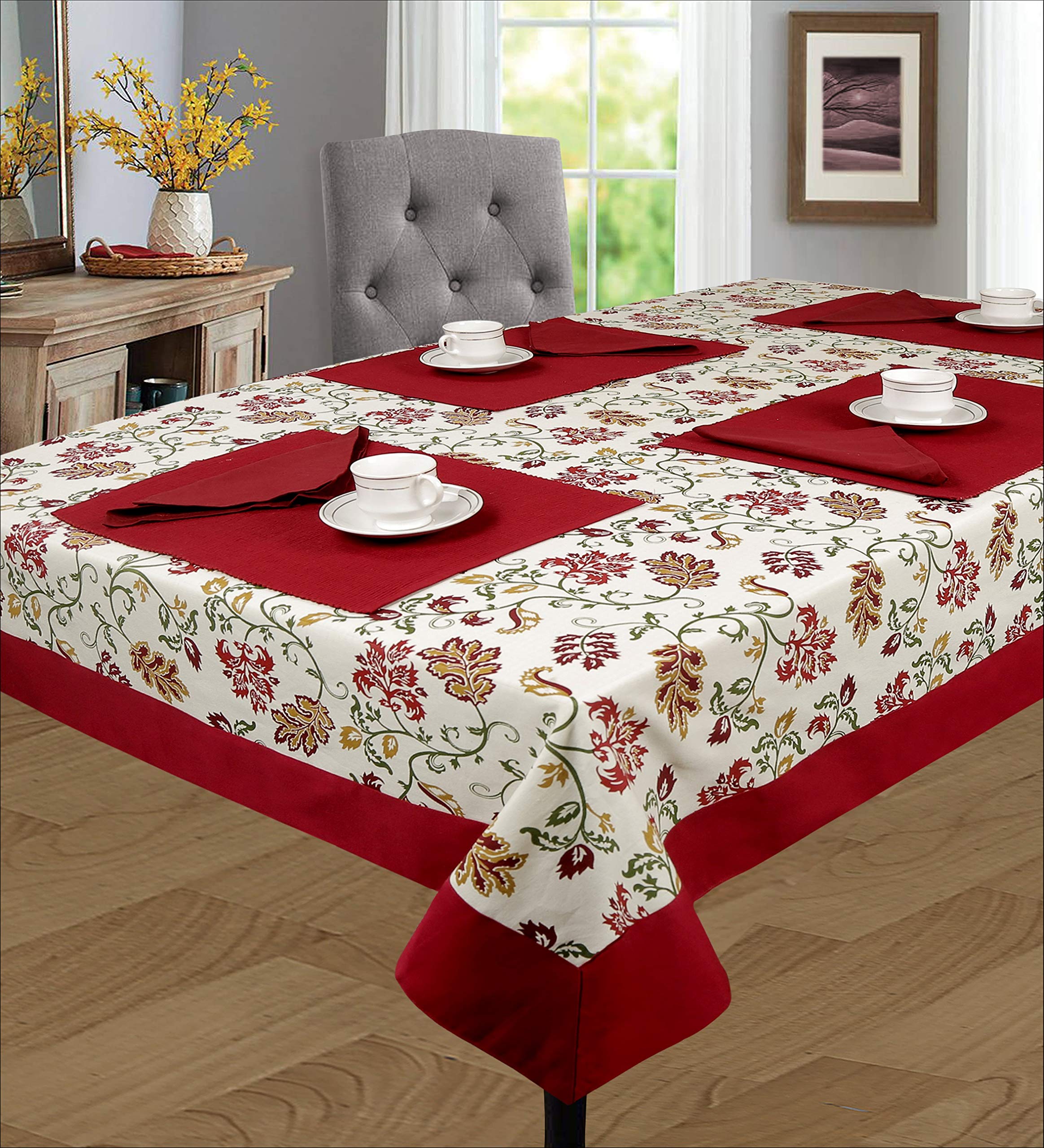 SHADES OF LIFE Premium Cotton Paisley Print Dining Table Cover for 8 Seater with Plain Border, Washable & Long Lasting Linen Center Table Cloth (60 * 108 inch)(Maroon) Home Decorative Luxurious Item (B08HYSH58X) Amazon Price History, Amazon Price Tracker